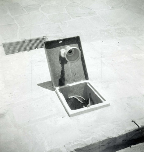 Close up image of the lighting of the South Campground amphitheater.