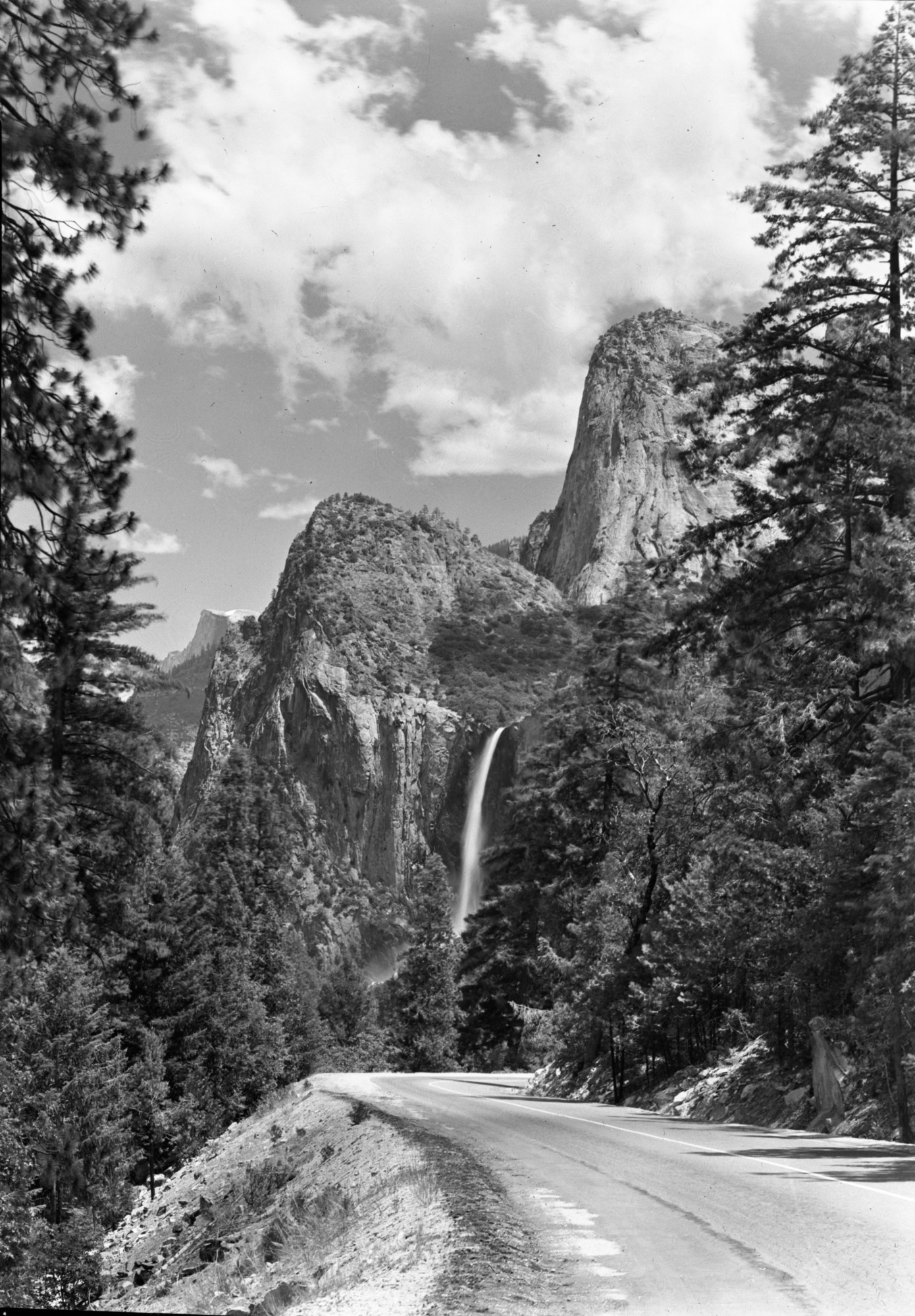 Wawona Rd. with Bridalveil Fall.