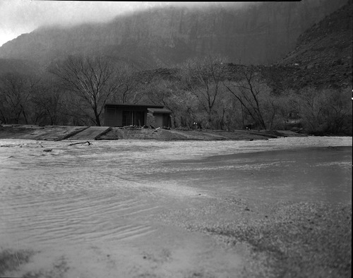 December 6, 1966 flood waters near the Watchman amphitheater.