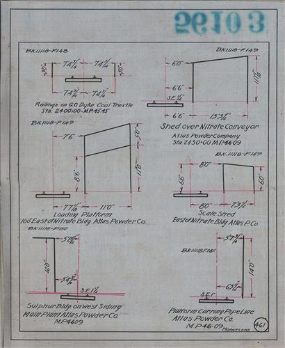56103.LB--clearance sketches--Structures less than 8 feet from center line of track or less than 22 feet above top of rail [Group 13]