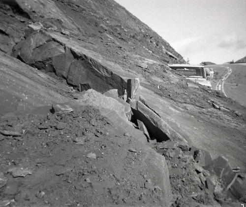 BW photos of rock slides in Kolob Canyons - 110mm.