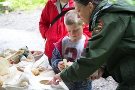 Kids explore whale bones