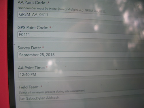 GRSM Accuracy Assessment. Plot Code: GRSM_AA_0411_1