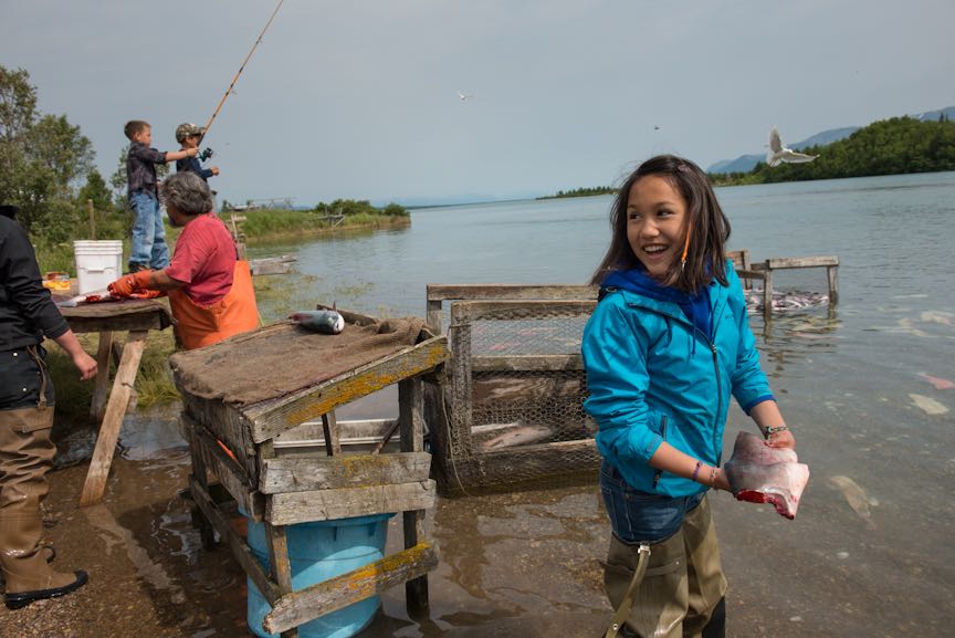 Preparing fish for winter is a family activity in rural Alaska.