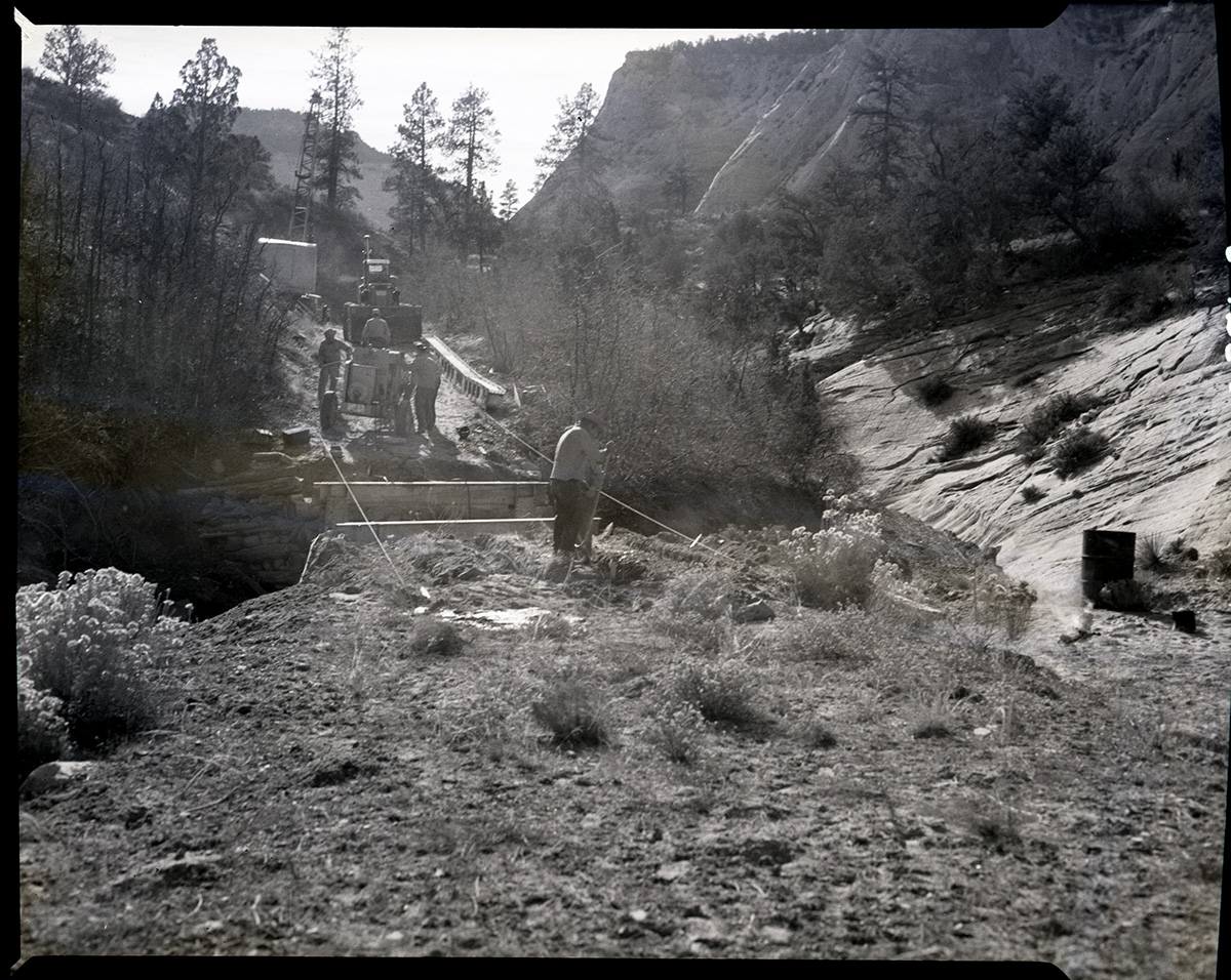 Road repair on East Rim road and construction of new bridge.