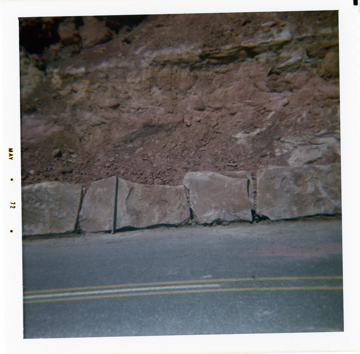 Slide control wall along Kolob Canyon Road during construction.
