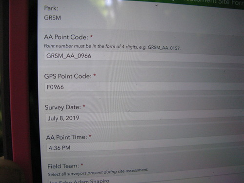 GRSM Accuracy Assessment. Plot Code: GRSM_AA_0966_1