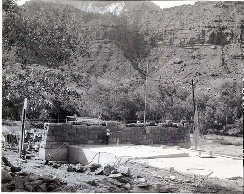 Watchman Campground entrance station under construction.