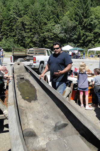 A Yurok hand-carved canoe
