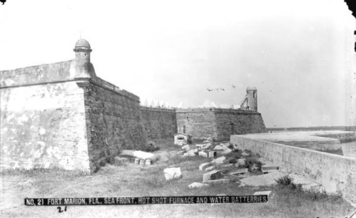 Late 1800's photo of the east wall and water battery.