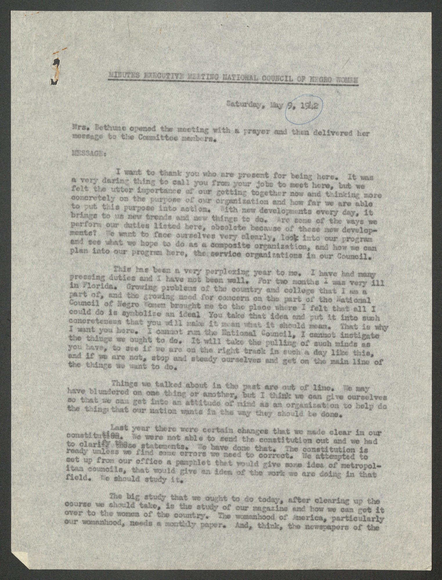 NCNW, meeting minutes, 1942