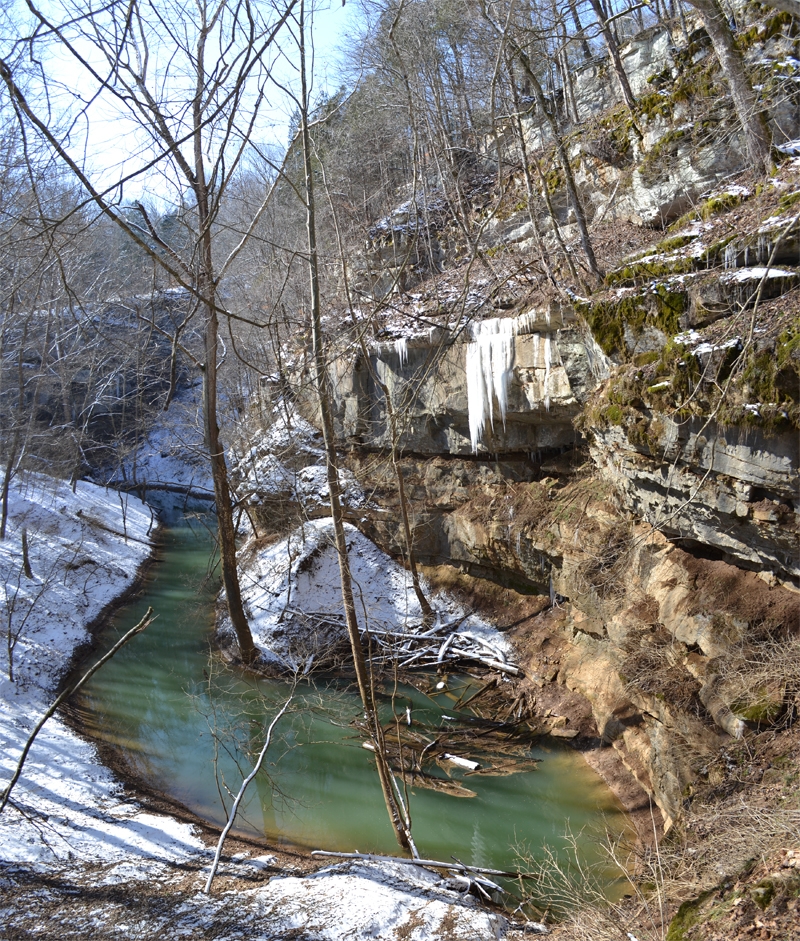Cedar Sink stream in Mammoth Cave National Park in February 2011 following a snow