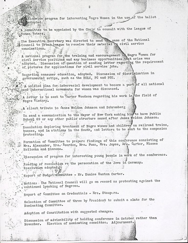 National Council of Negro Women, meeting minutes