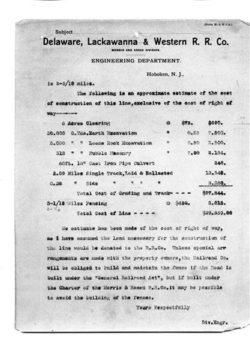 A+007+0201.PA#001--3 copies of 2-page letter to E.G. Russell, Esq., Supt. Regarding location of branch railroad from near Stanhope to the proposed ice house of the North Jersey and Mount Pocono Ice Company--Budd Lake [1899.06.05]