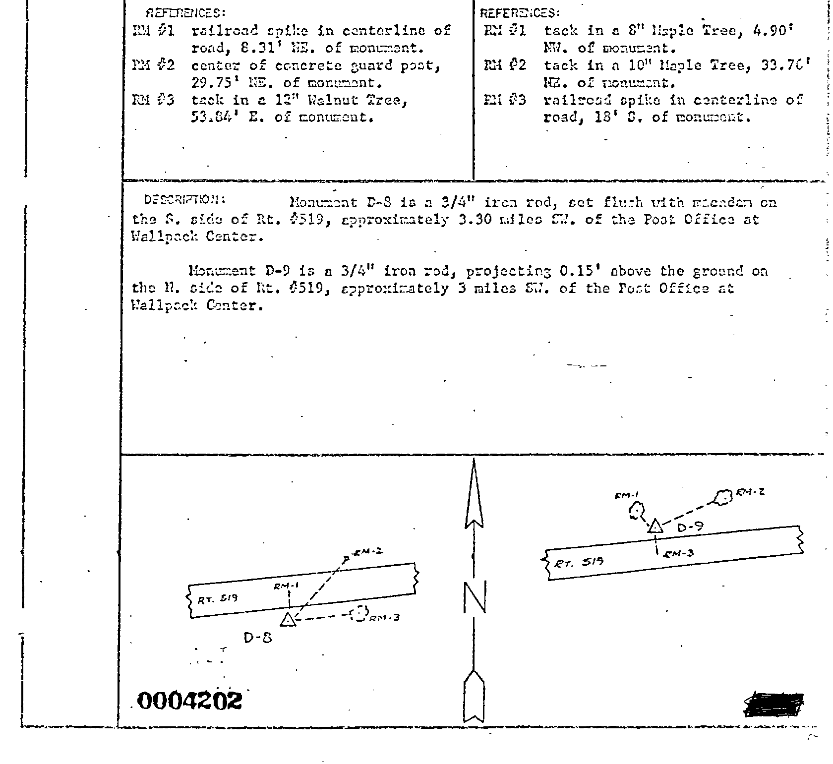 00004202 Monumentation Sketch of D-B in Delaware Water Gap National Recreation Area, 1964