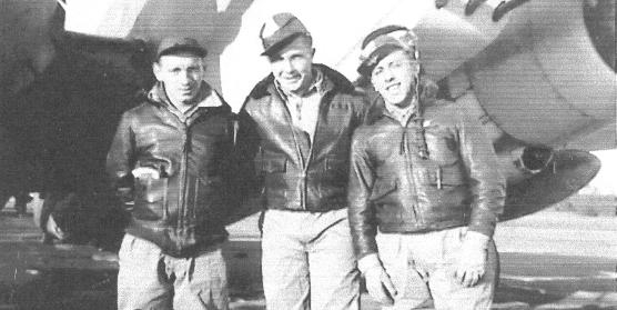 Arthur G. Molten, Crew Chief (AMM1c); Chet E. Silas, Ordinance (AOM2c); and Joe Baldeschi, Radio & Radar (ARM2c)