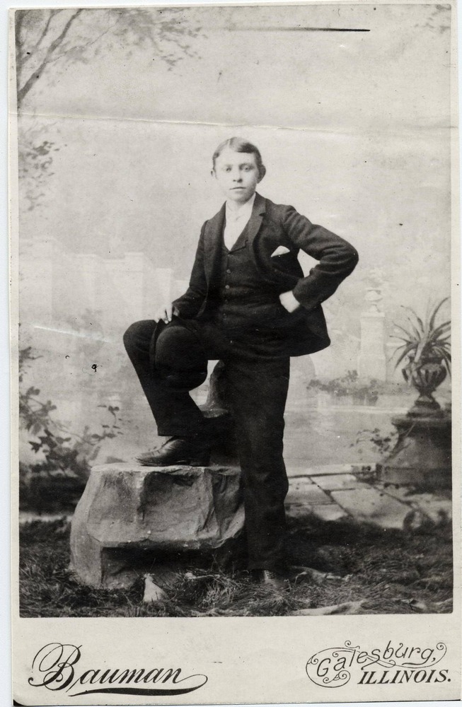 A young Charlie (Carl) Sandburg poses at his Confirmation photo. Sandburg grew up in the Elim Lutheran Church in Galesburg, Il.