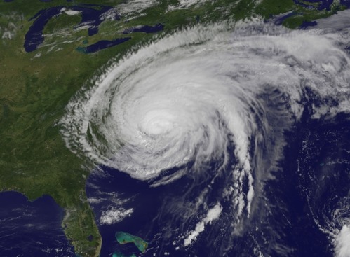 Hurricane Irene at 10:10AM August 27, 2011, two hours after making landfall at Cape Lookout
