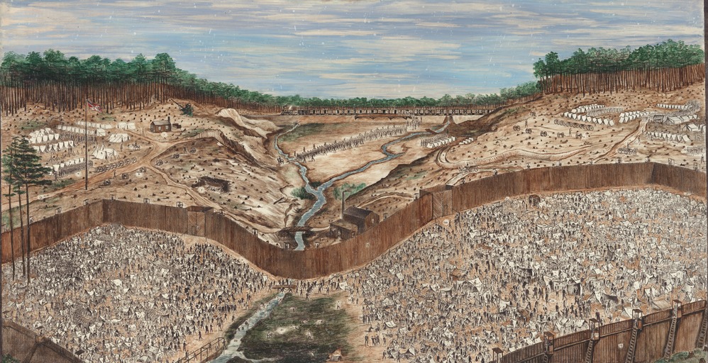 Detail portion of the drawing focusing on the layout and arrangement of the prison site.