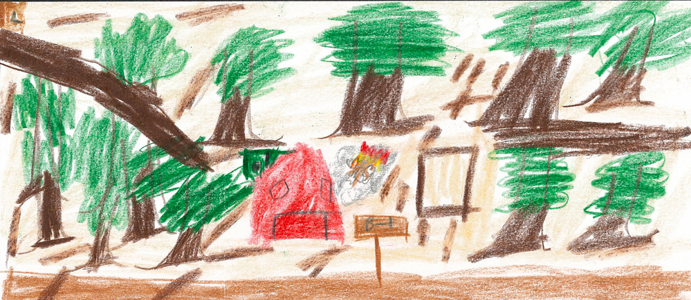 Child's drawing of Sleeping Bear Dunes scene