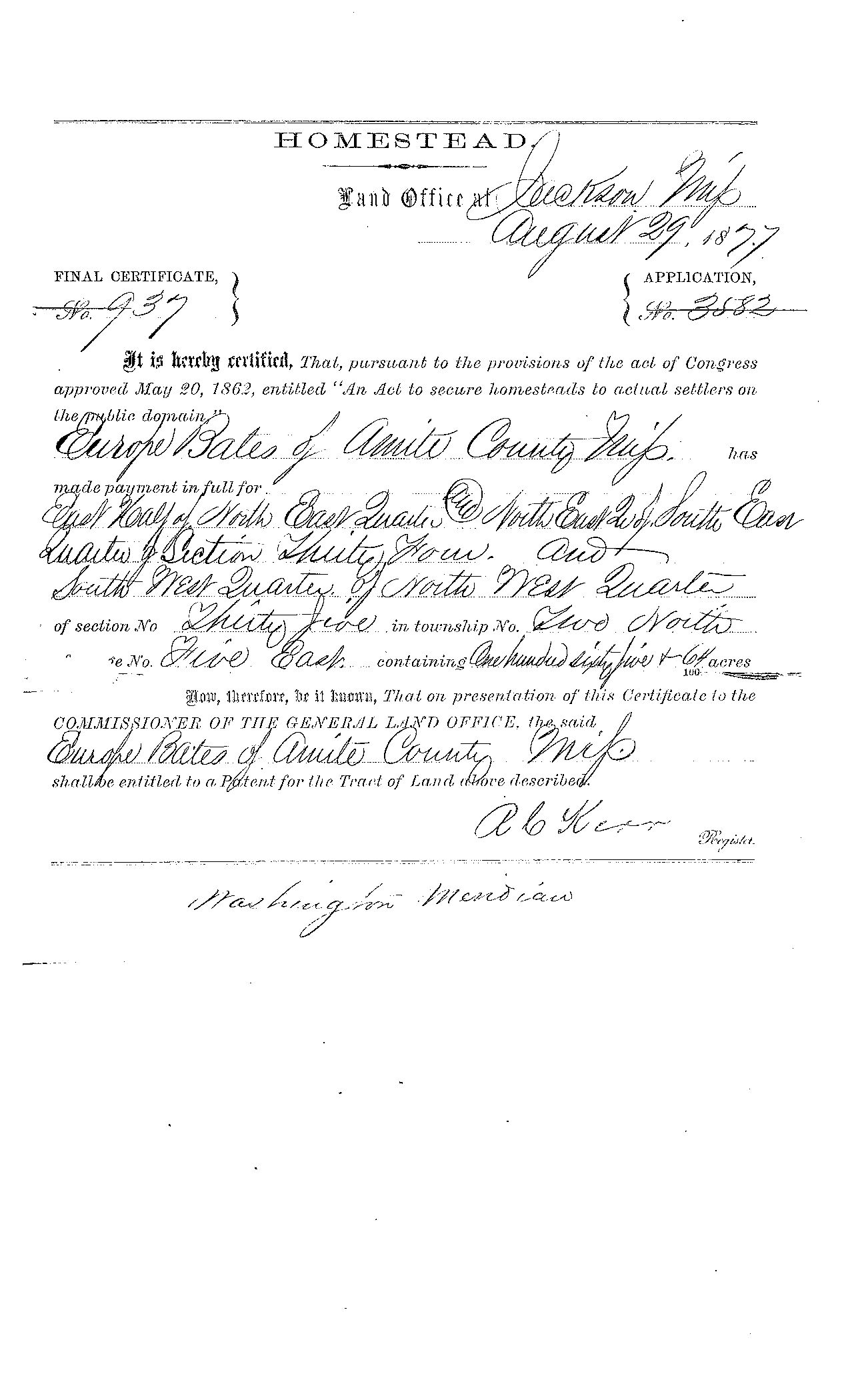 Scanned image of form. See description for text.