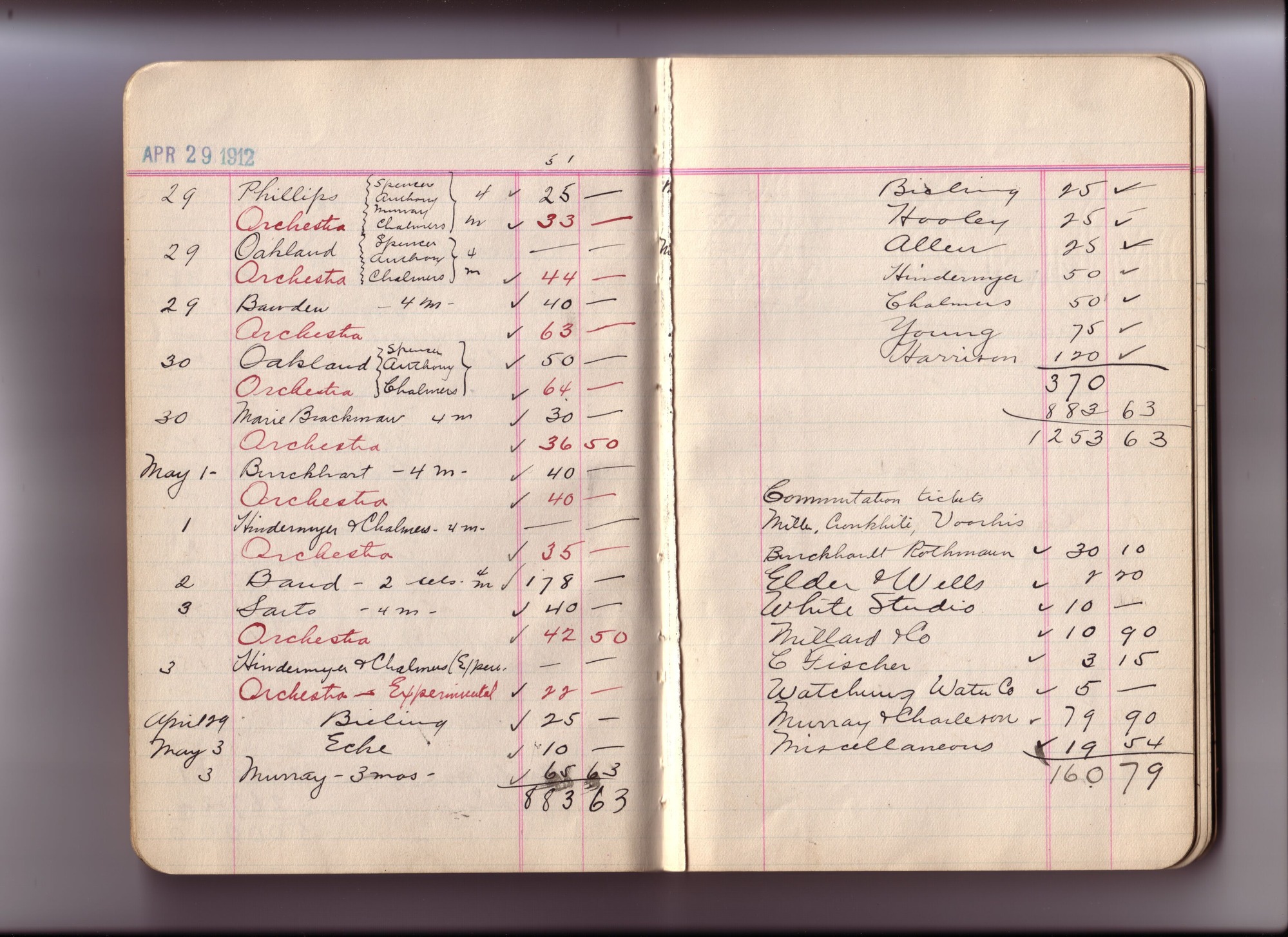 Thomas Edison's New York City Recording Studio Cash Book 09 (of 21), Image 07 (of 48).