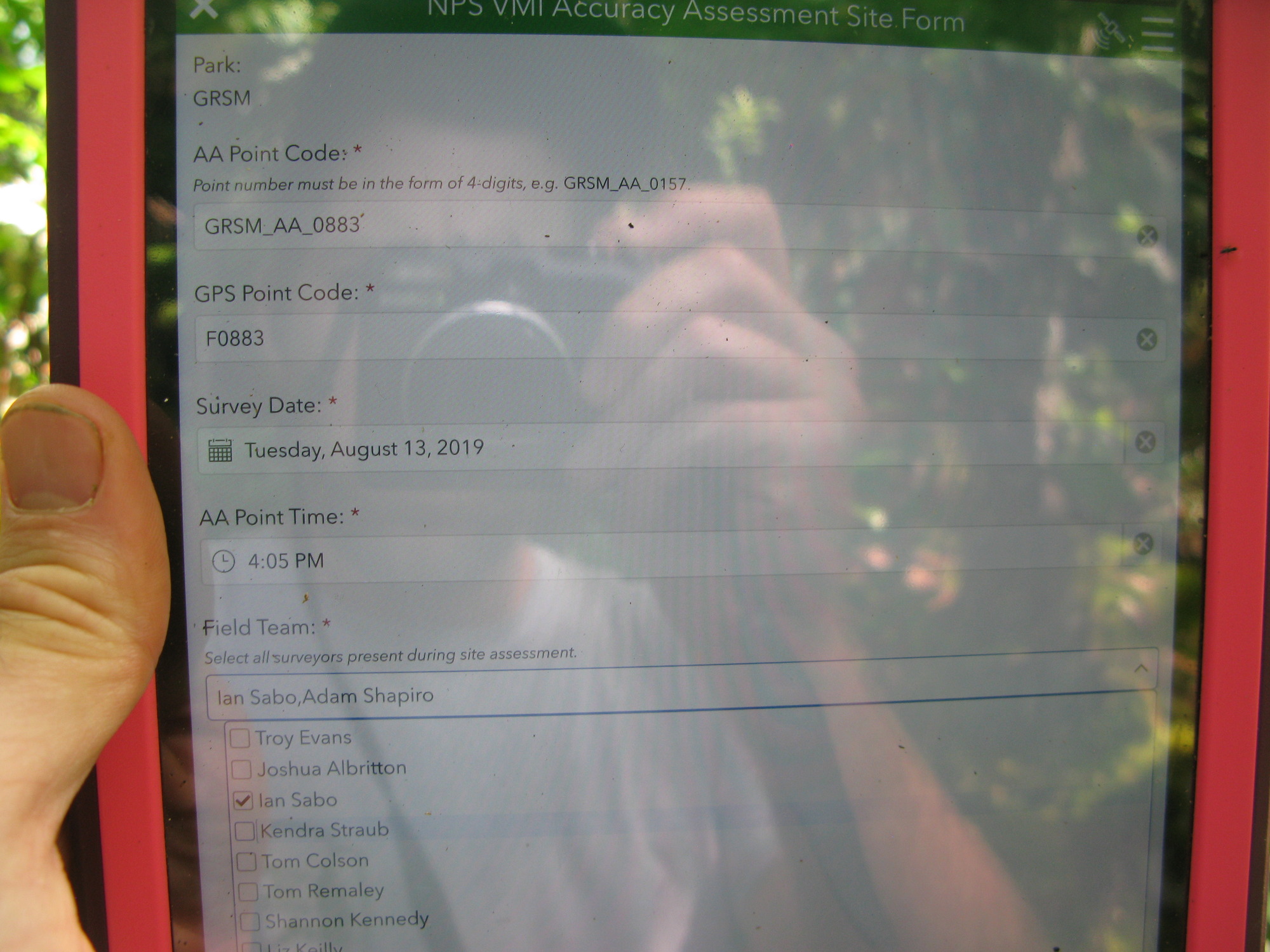 GRSM Accuracy Assessment. Plot Code: GRSM_AA_0883_1