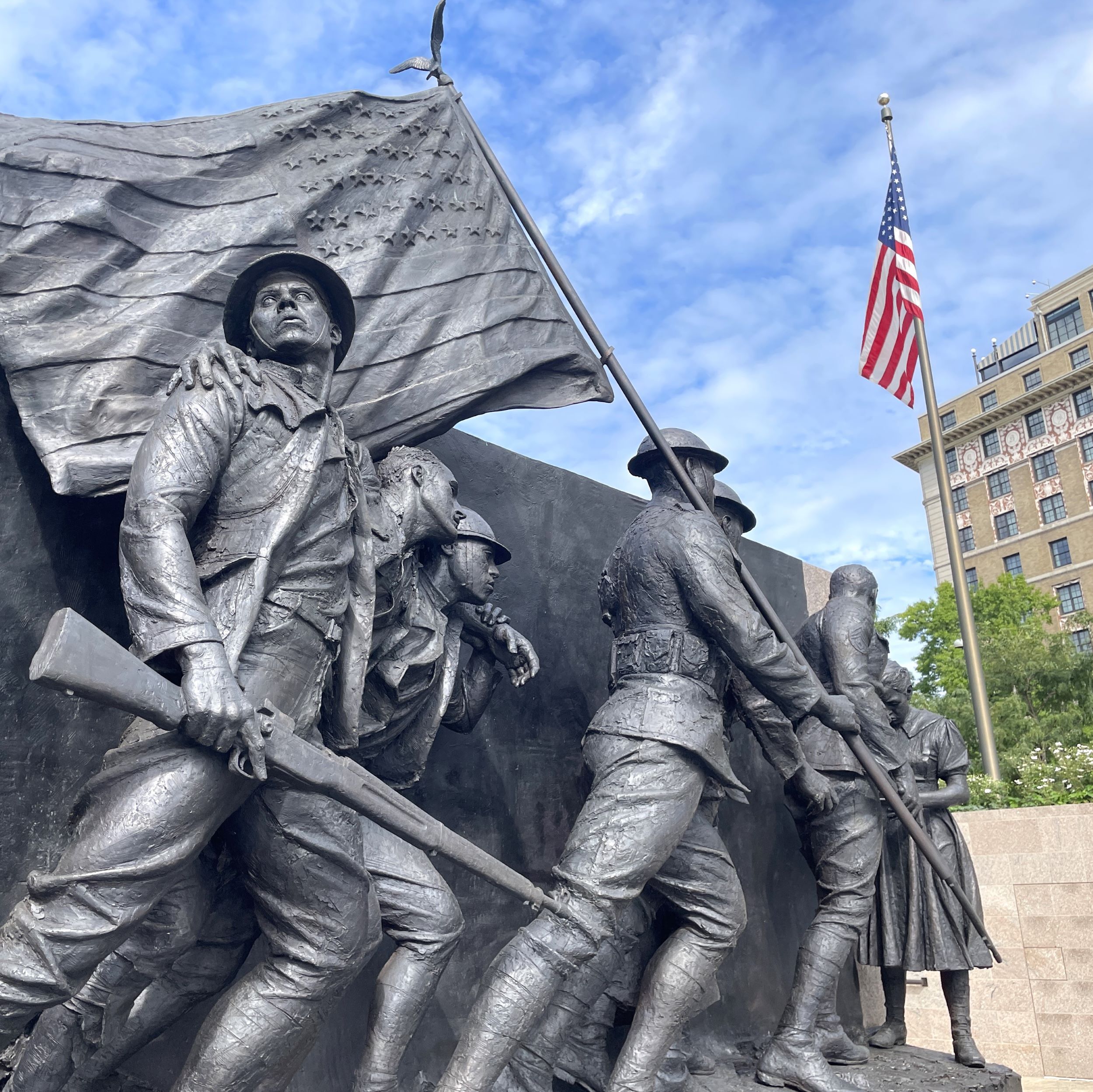 WWI Memorial soldiers journey flag section
