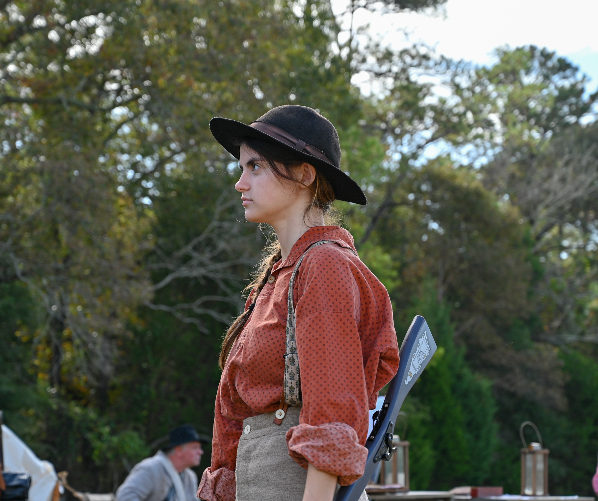 Confederate guard holding a musket.