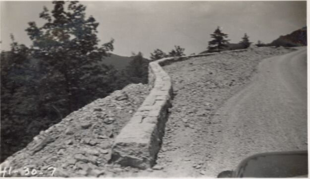 Looking north from Station 393, showing alignment and tip of guard wall