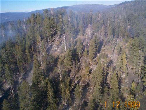 Aerial shots of the Turner Ridge prescribed fire, January 12, 1999, Yosemite National Park