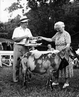 Colonel Frank J. Vida, Mrs. Sandburg and Nubian Goat