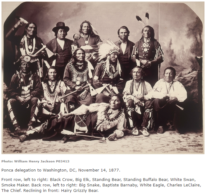 1877 photo of Ponca Indian delegation to Washington, D.C.