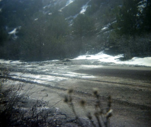 Color Photos of rock slides in Kolob Canyon.