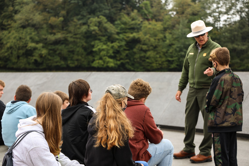 Students on a field trip at Flight 93 National Memorial.