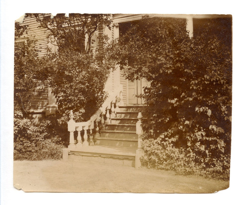 Black and white photograph of staircase.