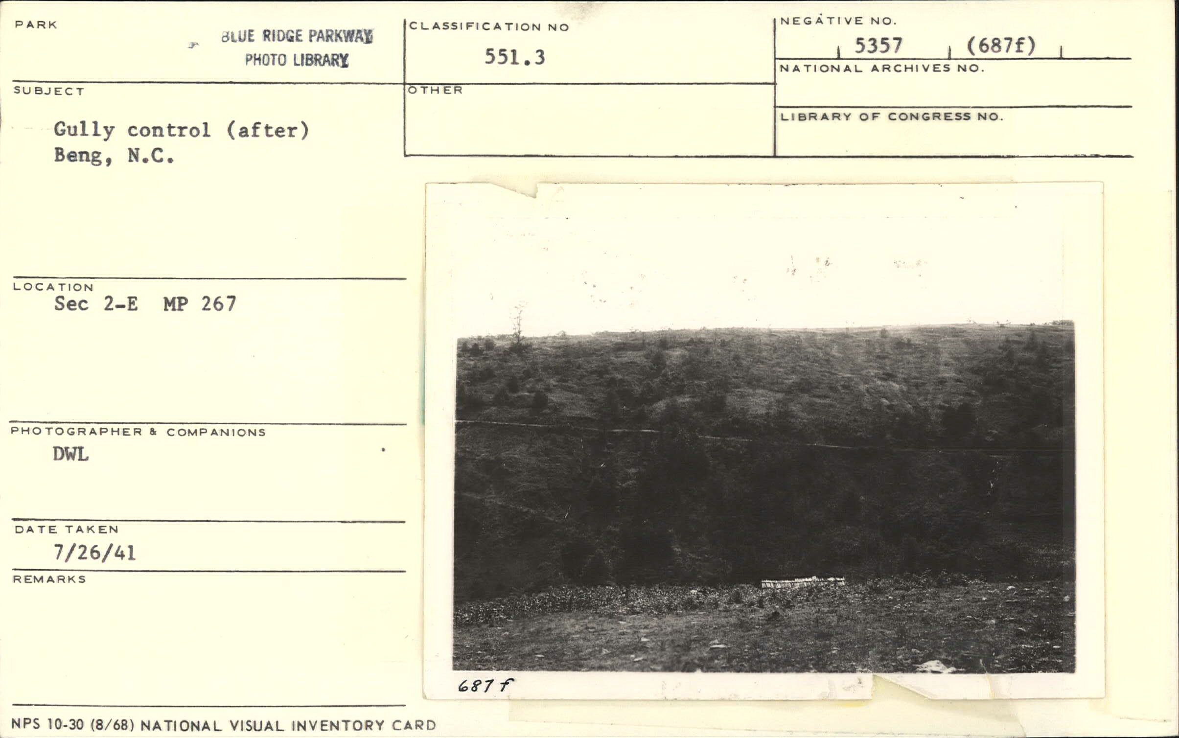 Gully control (after) near Benge, N.C.