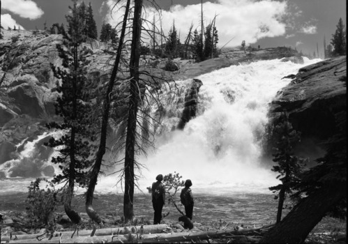 Hikers at White Cascade, Glen Aulin.