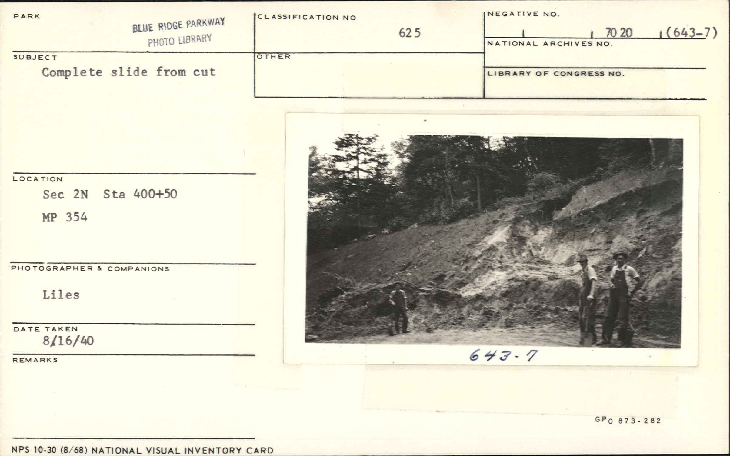 Complete slide from cut