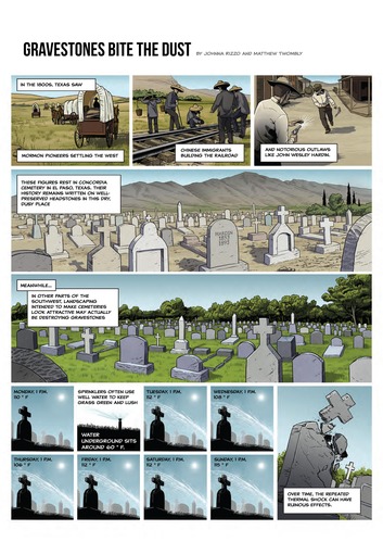 Graphic story discussing gravestone preservation.
