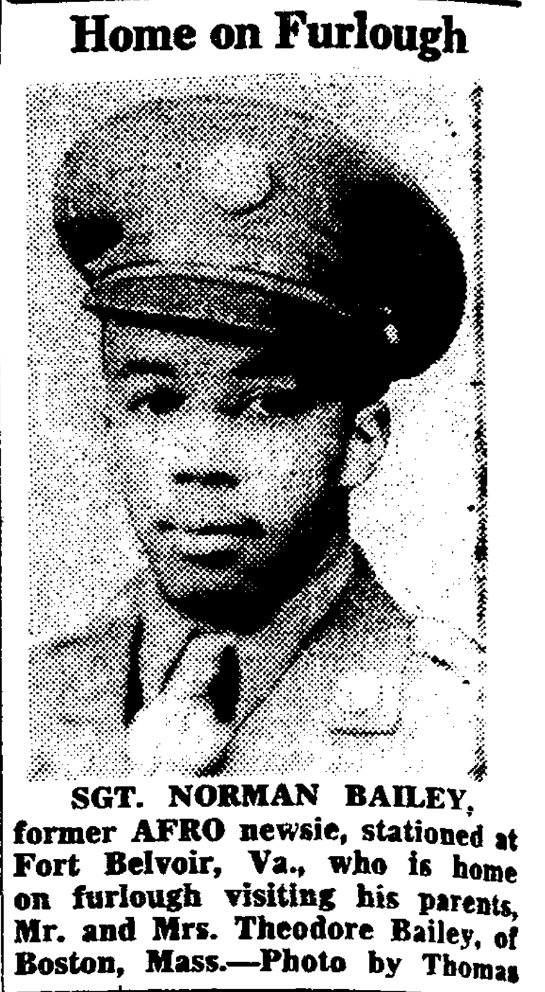 Article about Theodore Bailey's son's visit in 1943.
