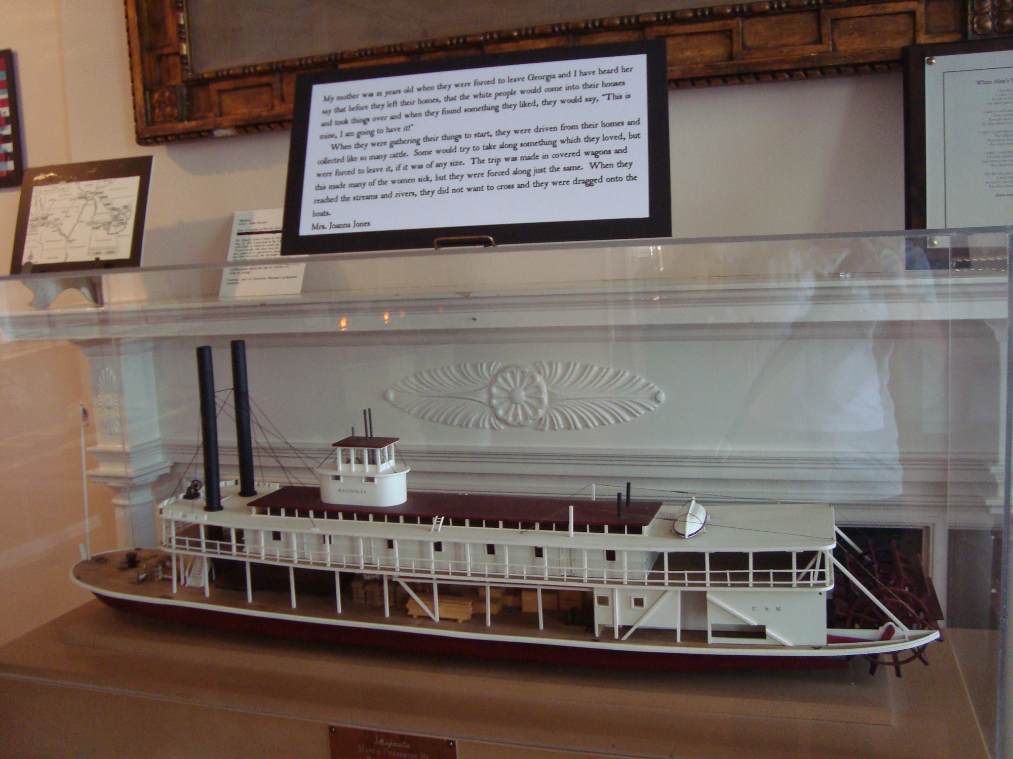 A miniature riverboat model at the Chieftains Museum, Major Ridge Home in Rome, Georgia