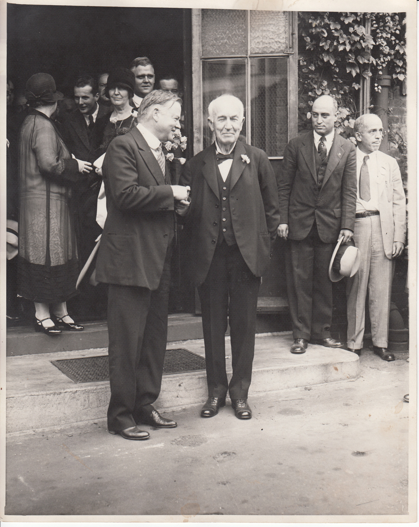 Herbert Hoover with Thomas Edison at West Orange Laboratory for "Hoover Day."