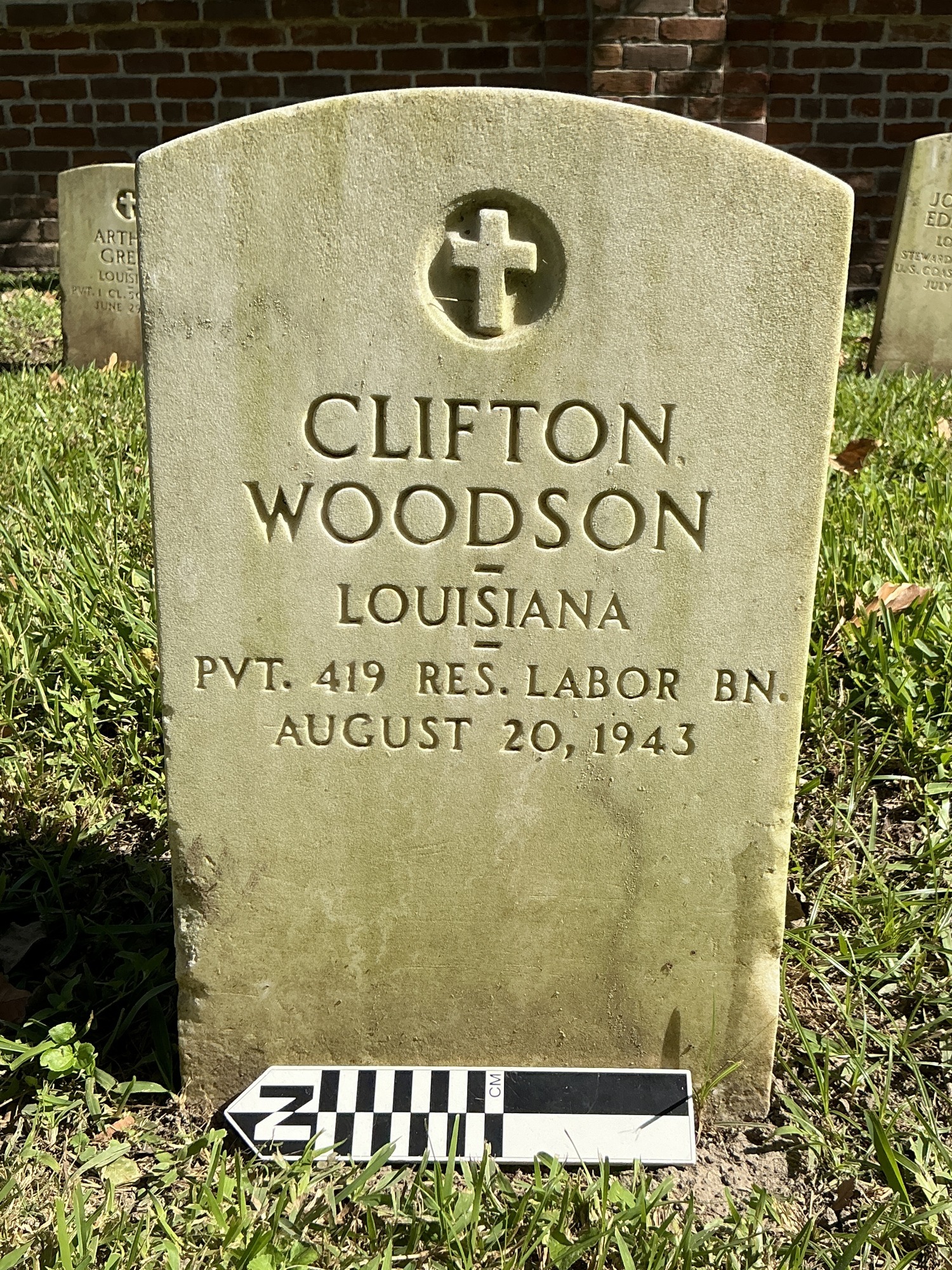 Extra image of upright marble headstone with flat face.