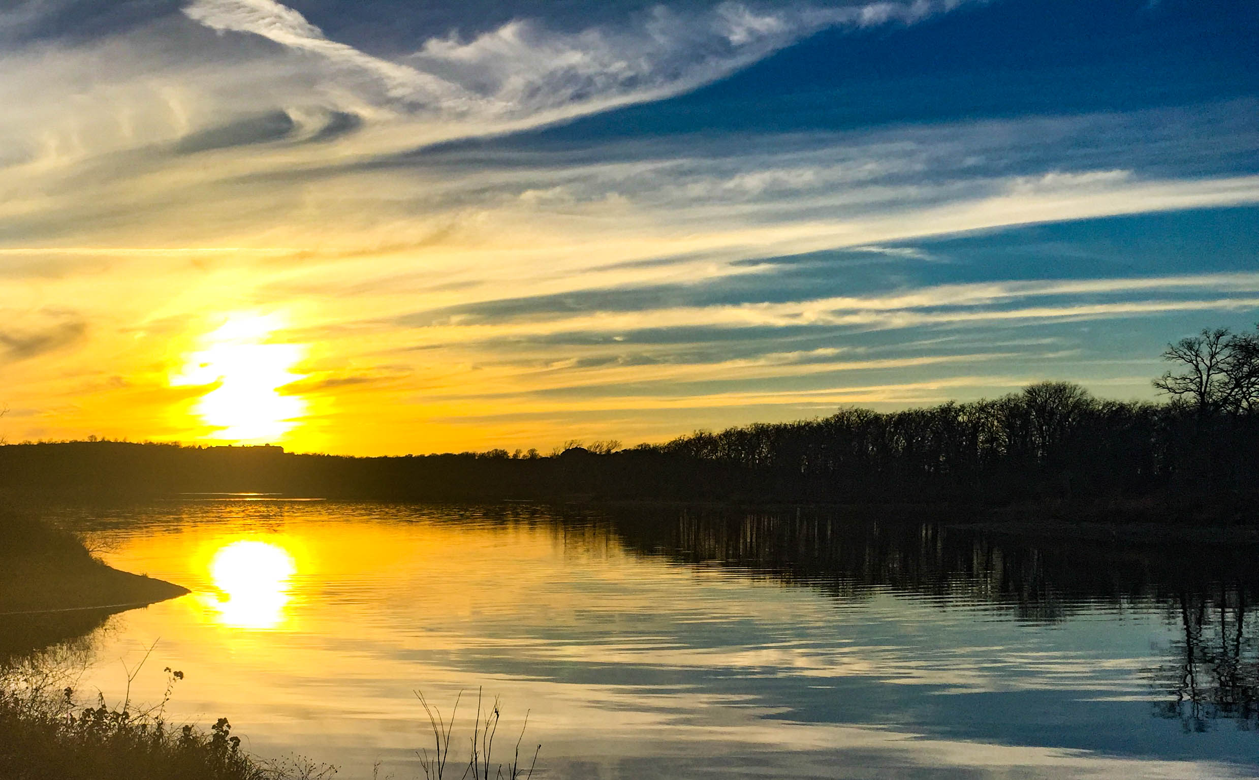 Sunset over a lake