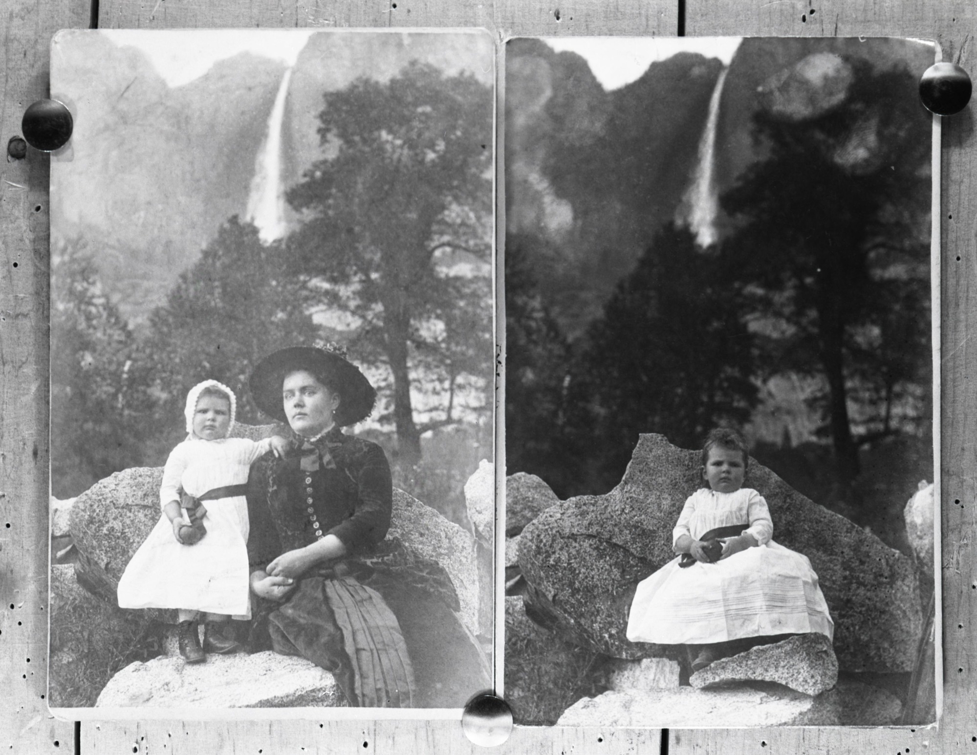 Mrs. Dennison with daughter Isabel, 1885. Isabel Dennison, born 1885 - married Elton James Simmonds on September 10, 1903, Robbers Roost, Yosemite. Copied by Ralph H. Anderson on March 1941. [left YM-8193].