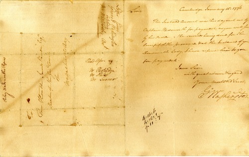 Manuscript letter on single leaf signed by George Washington.