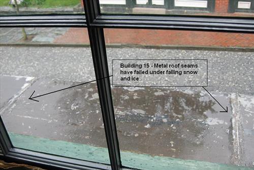 Storm Damaged Metal Roof and Gutters at Harpers Ferry National Historical Park in February 2010