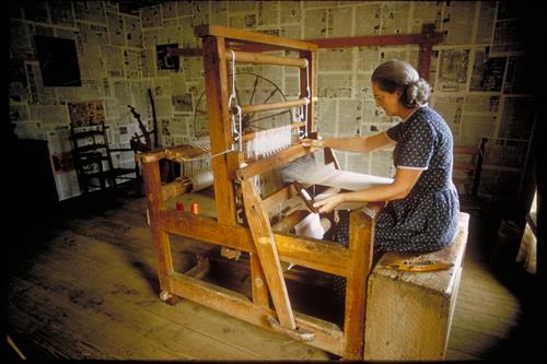 Living history of life in a log cabin at Great Smoky Mountains National Park, Tennessee and North Carolina