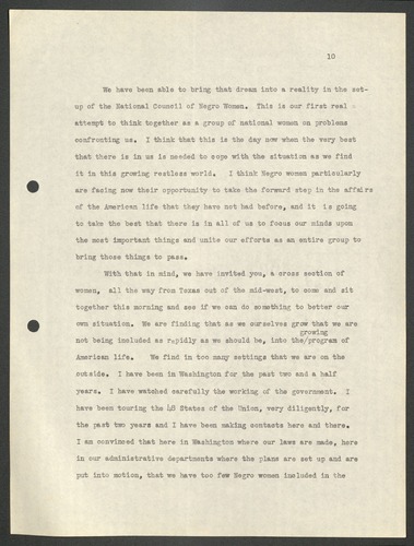 Transcript of the White House Conference of the National Council of Negro Women, Inc., April 4, 1938